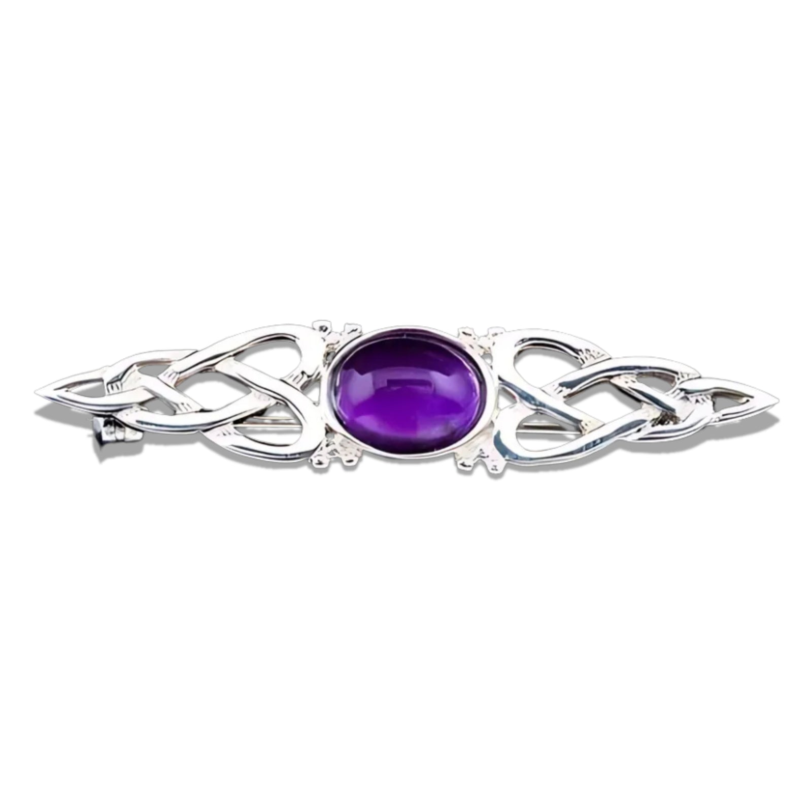 Silver or Gold Amethyst Celtic Brooch - AB200/A Shetland