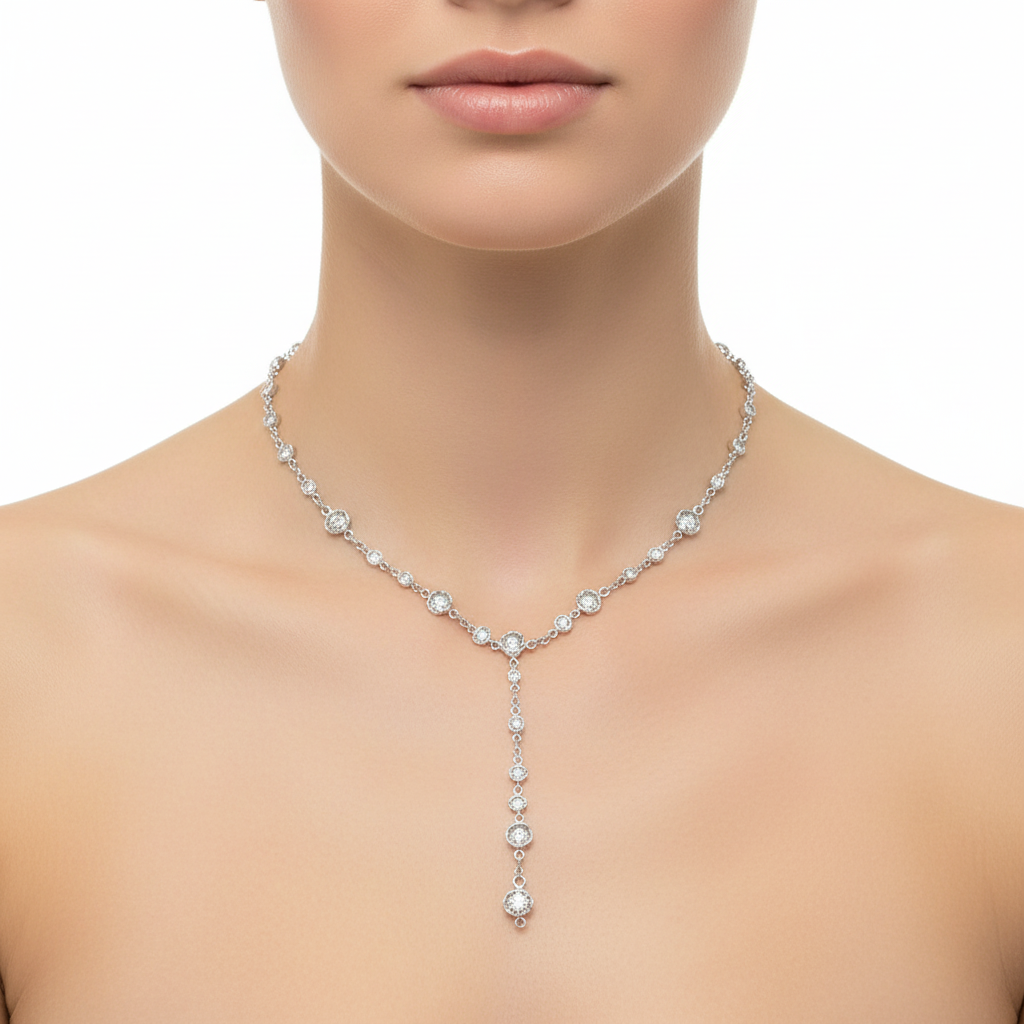 14ct White Gold & Diamonds Designer Necklace