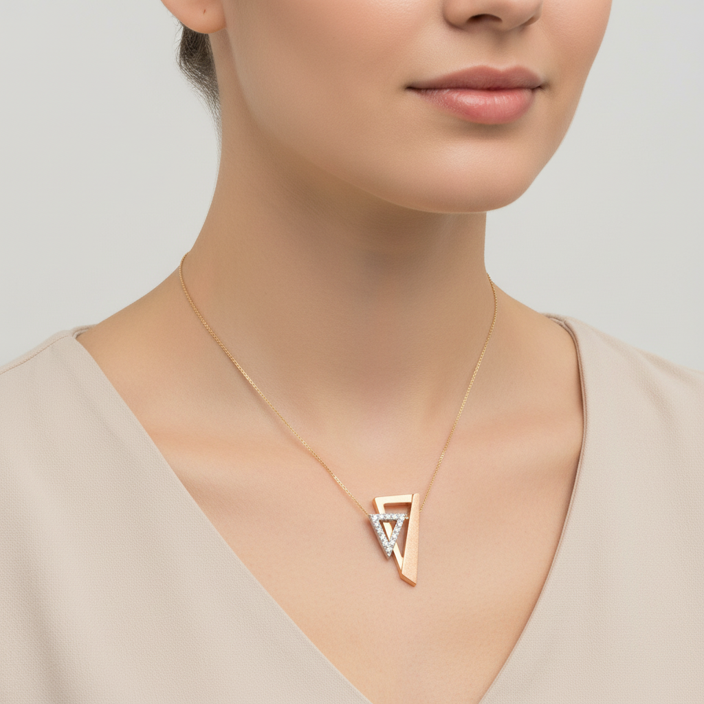 14ct White & Rose Gold & Diamonds Pendant-Ogham Jewellery