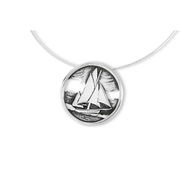 Tall Ships Sterling Silver Large Necklace - 15149