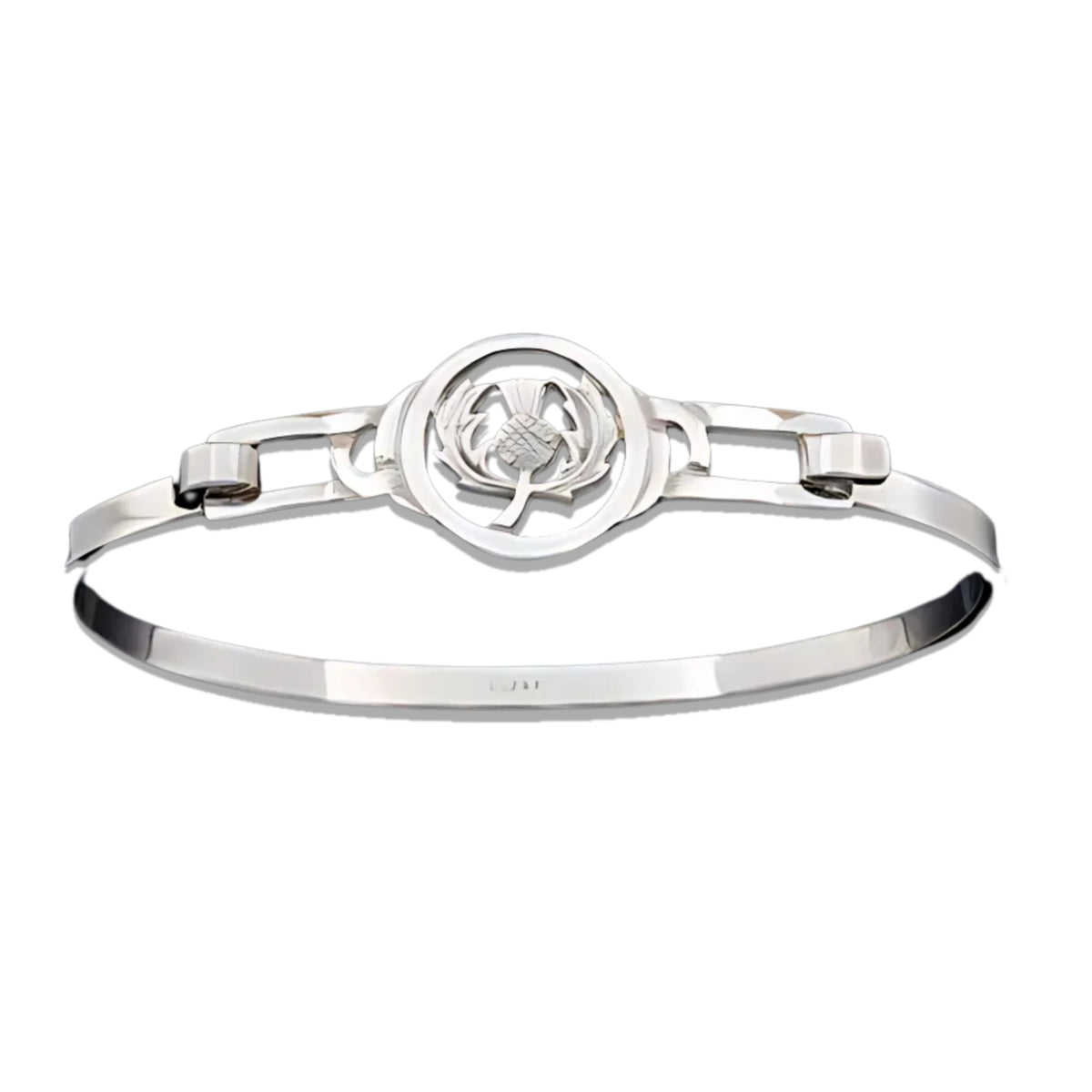 Sterling Silver or Gold Thistle Bangle - BA322 Shetland