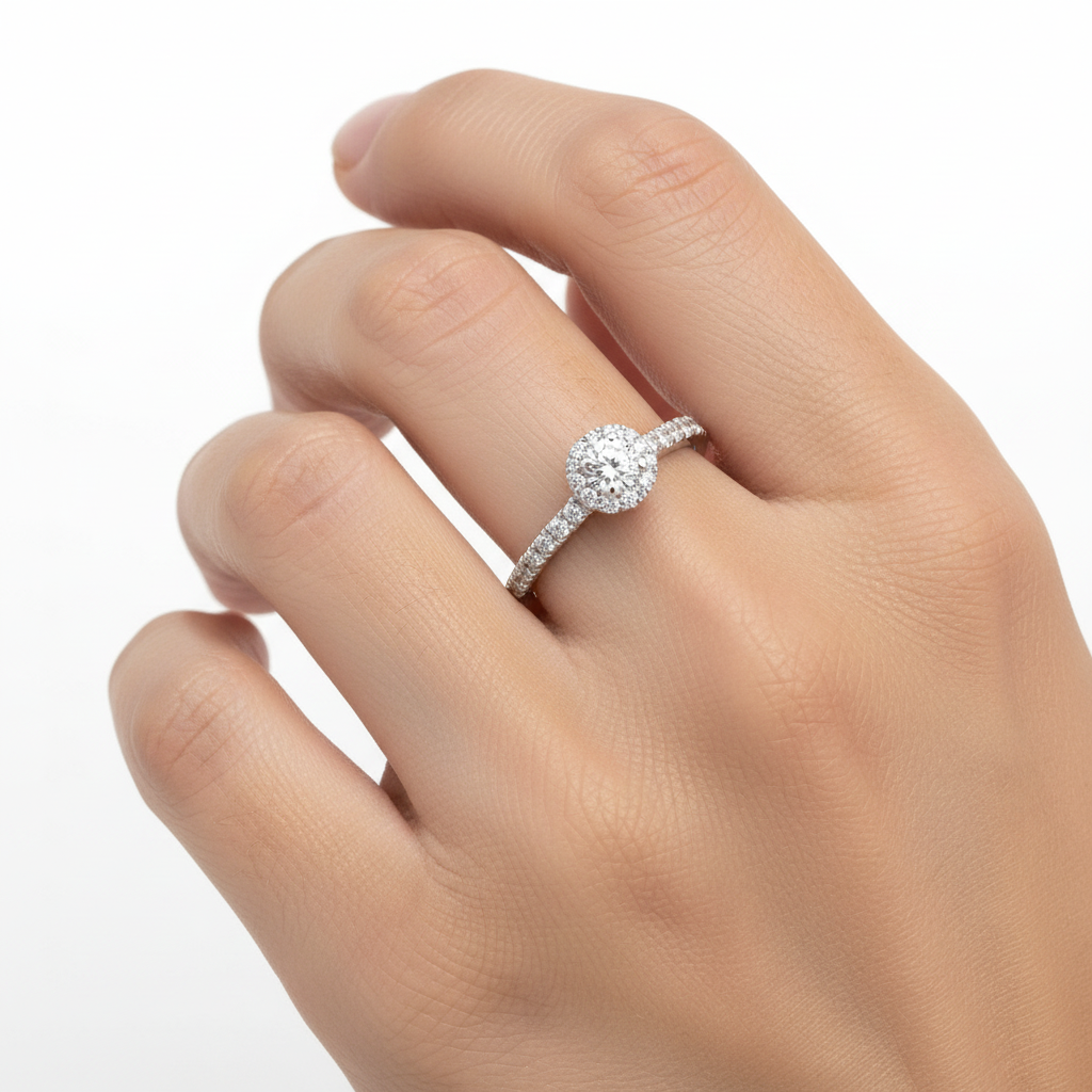 18 Carat White Gold Diamond Engagement Ring-RDQ173W