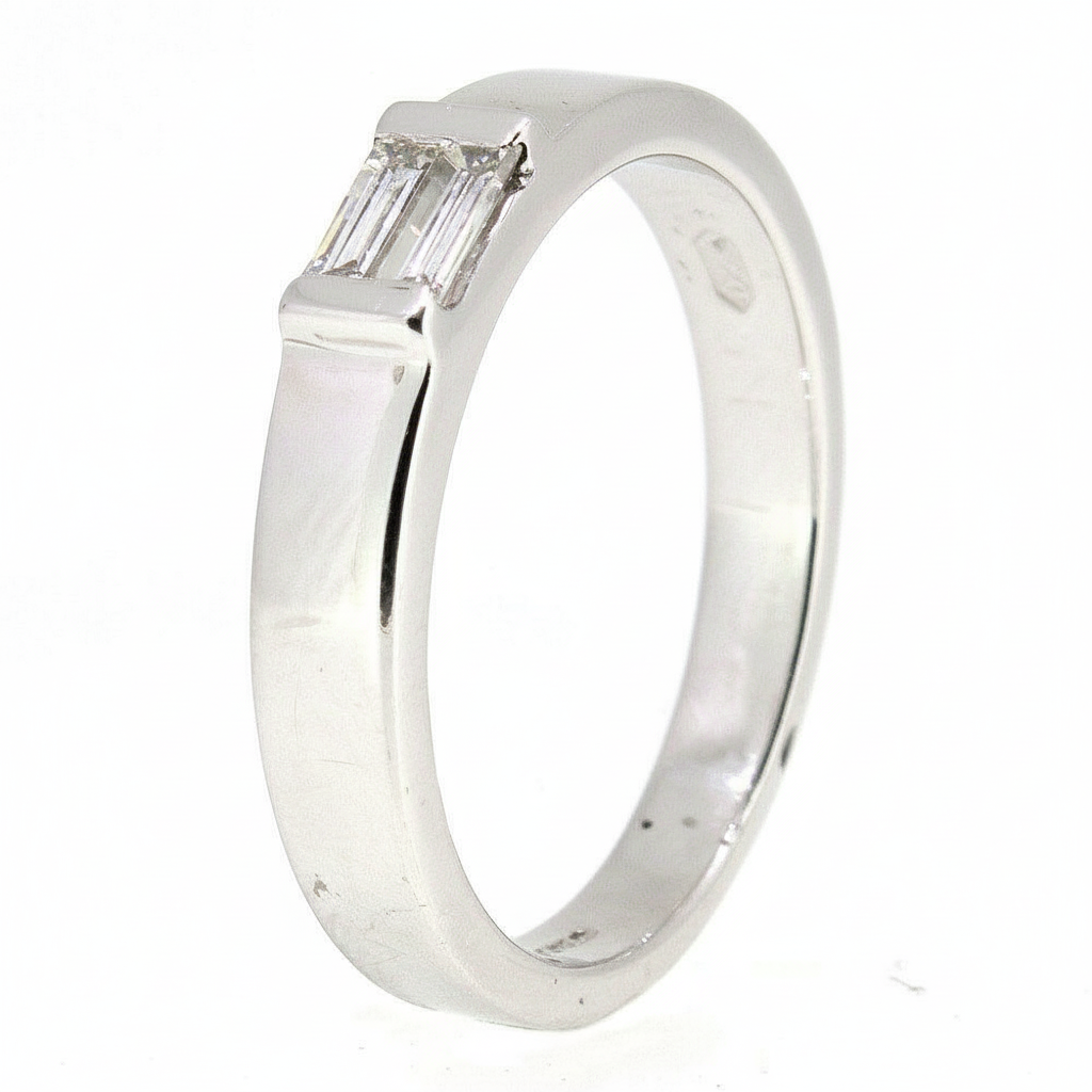 18 Carat White Gold Emerald Cut Engagement Ring - 2561-Ogham Jewellery