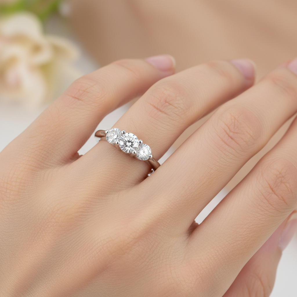 18 Carat White Gold Trilogy Engagement Ring