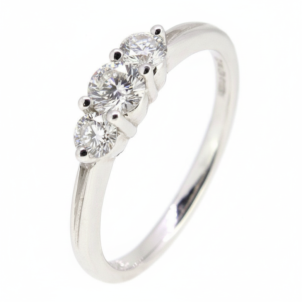 18 Carat White Gold Trilogy Engagement Ring-Ogham Jewellery