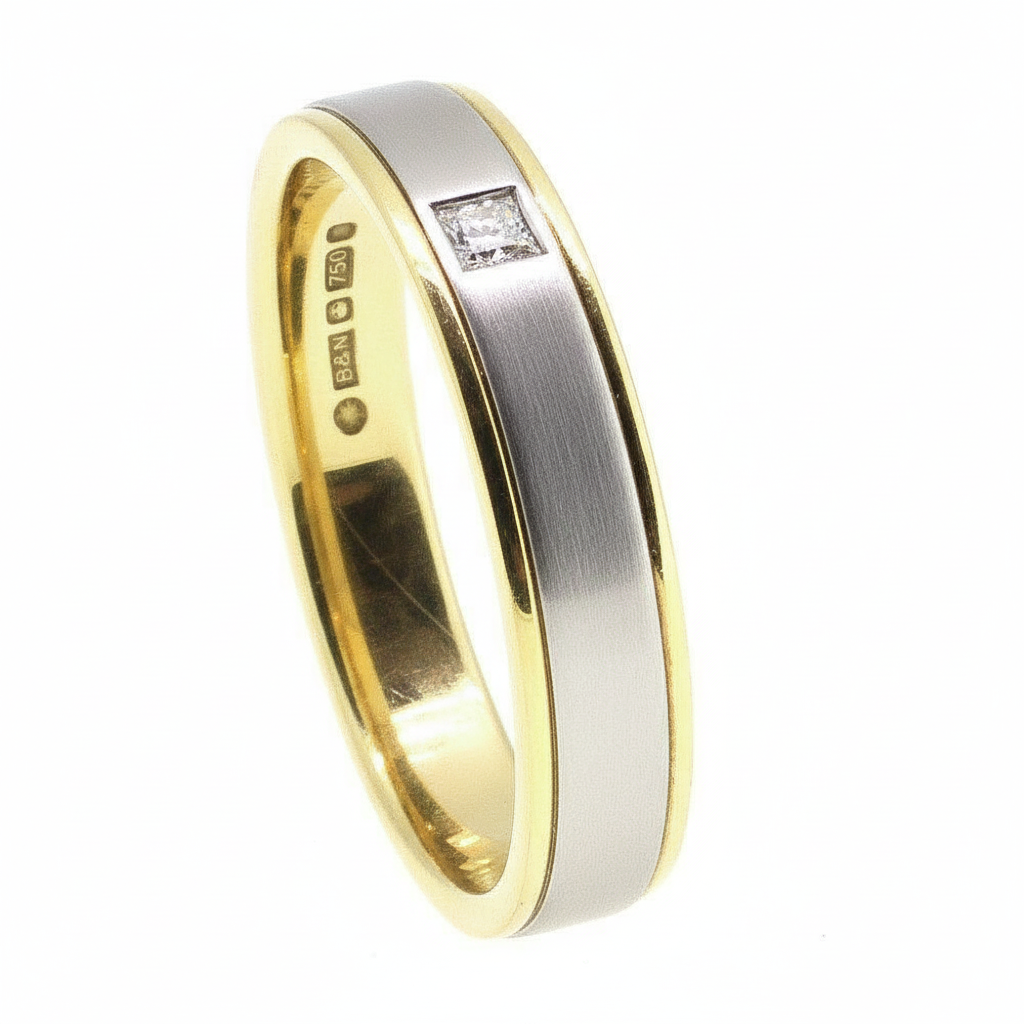 18 Carat Yellow &amp;White Gold Diamond Wedding Ring - XD312