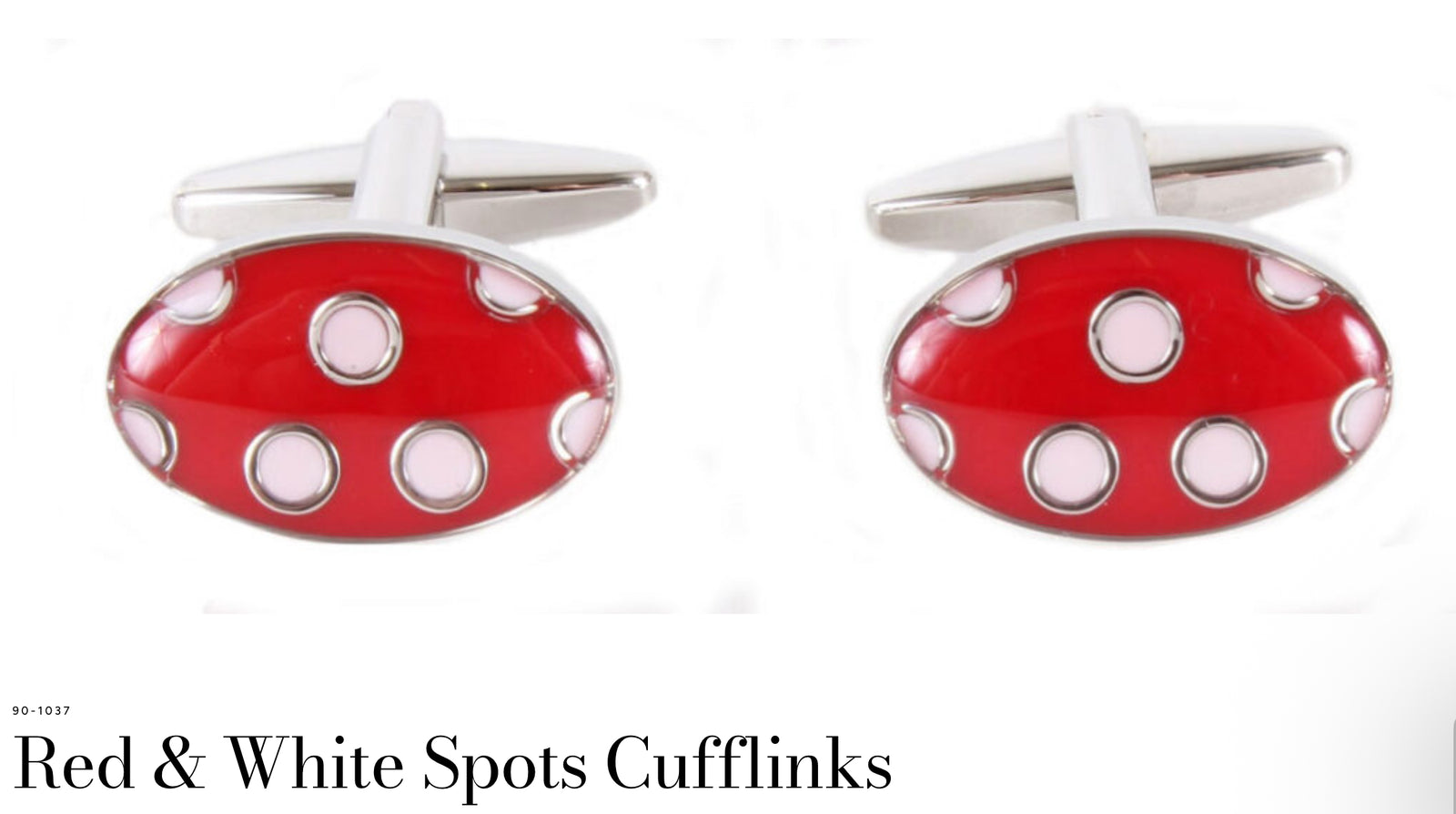 White and Red Spotty Plated Cufflinks
