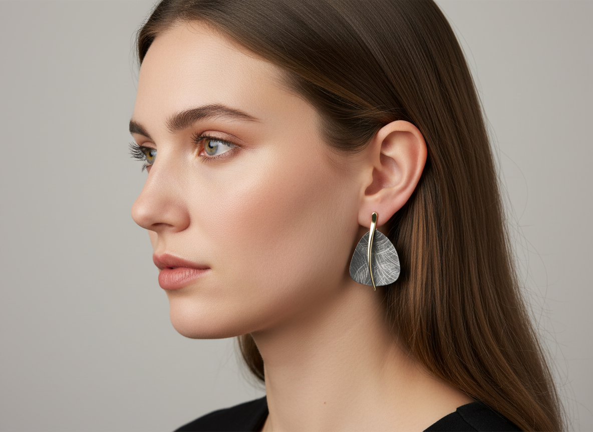 Titanium and Gold Plate Drop Earrings 819 LBJ