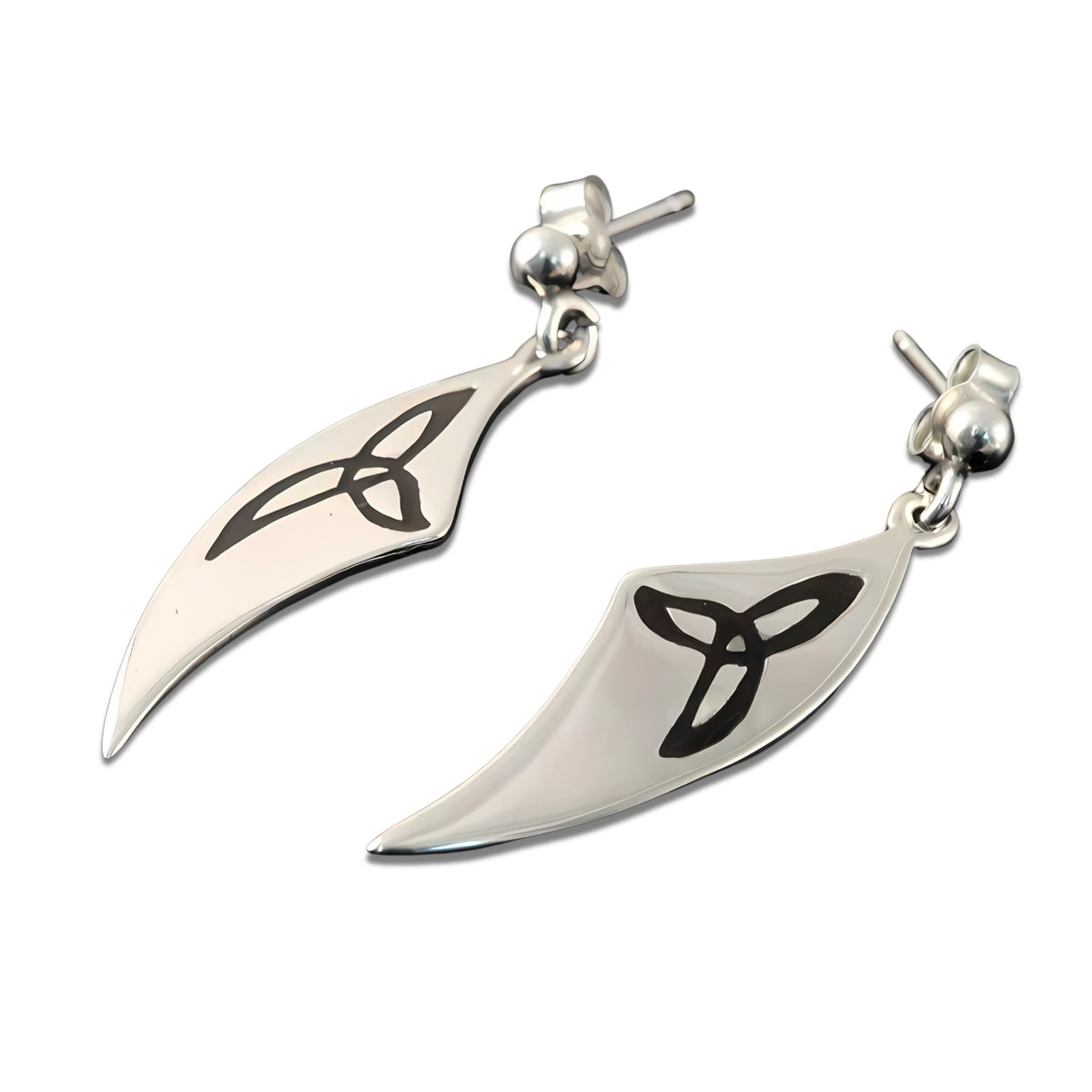 Silver Triquetra Curved Earrings - E730- Shetland