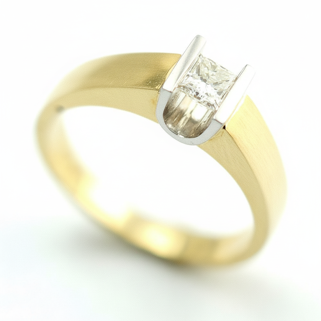 18ct Gold Quarter Carat Princess Cut Diamond Engagement Ring-2809PC