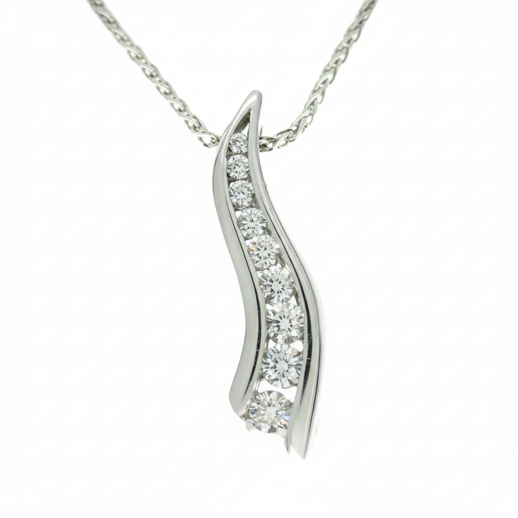 18ct White Gold and Diamond Pendant