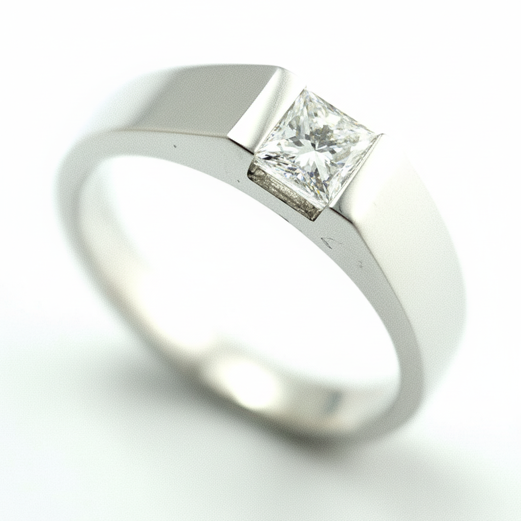 18ct White Gold Princess Cut Diamond Engagement Ring -25ct- 0.33ct - 0.40ct