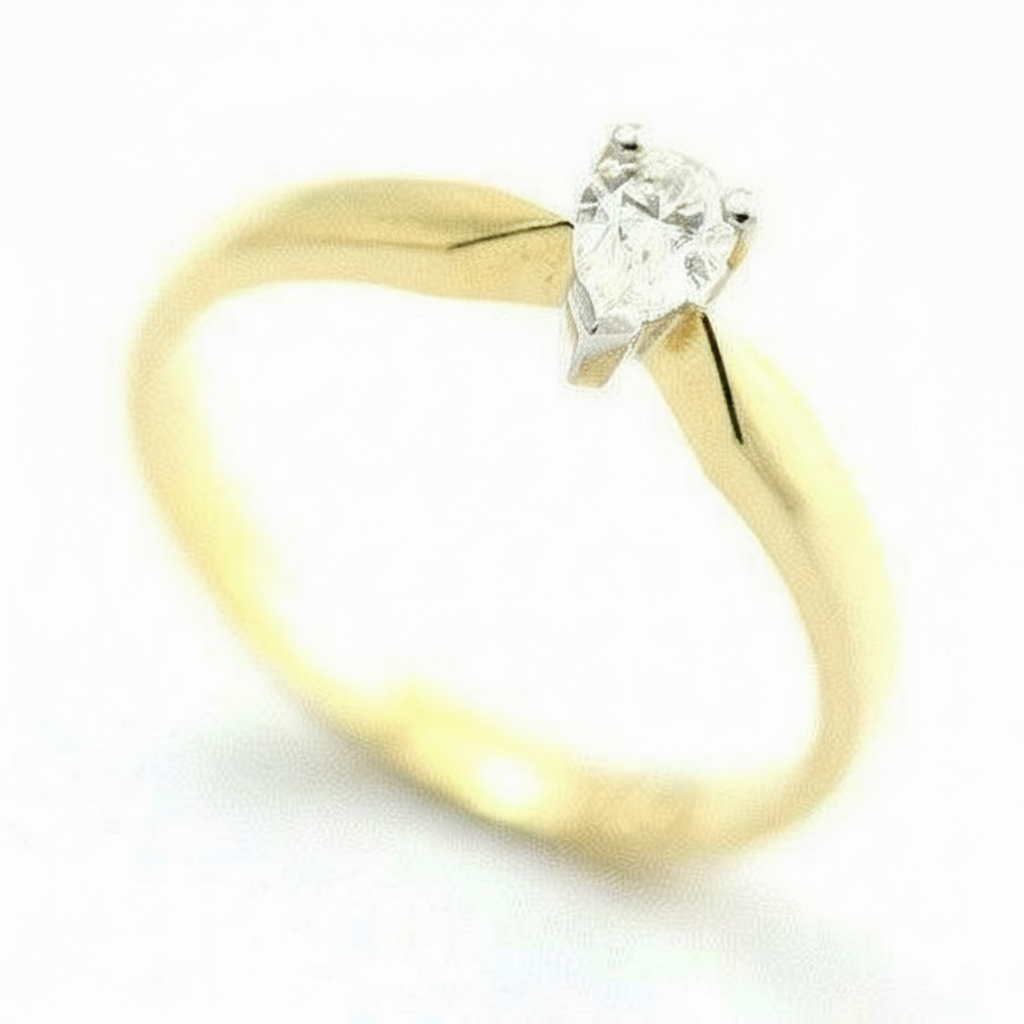 18ct Yellow Gold Certificated Pear Shape Diamond Engagement Ring - 0.25ct-3603