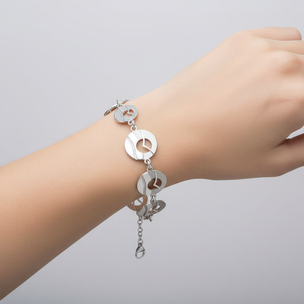 Glide Silver or Silver and 9ct Yellow Gold Bracelet - 19119 Aurora