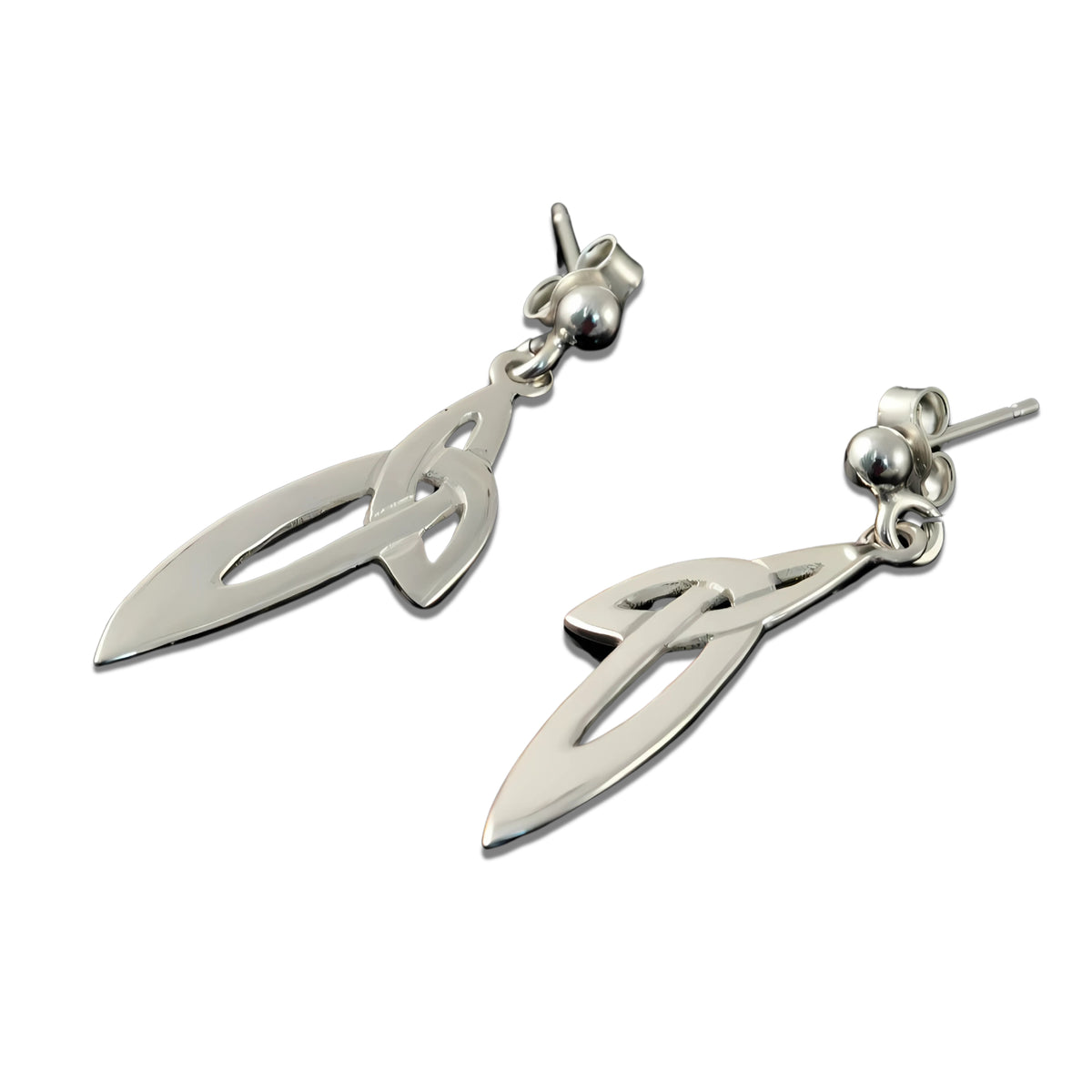 Sterling Silver Triquetra Line Of Life Earrings - E779D  Shetland