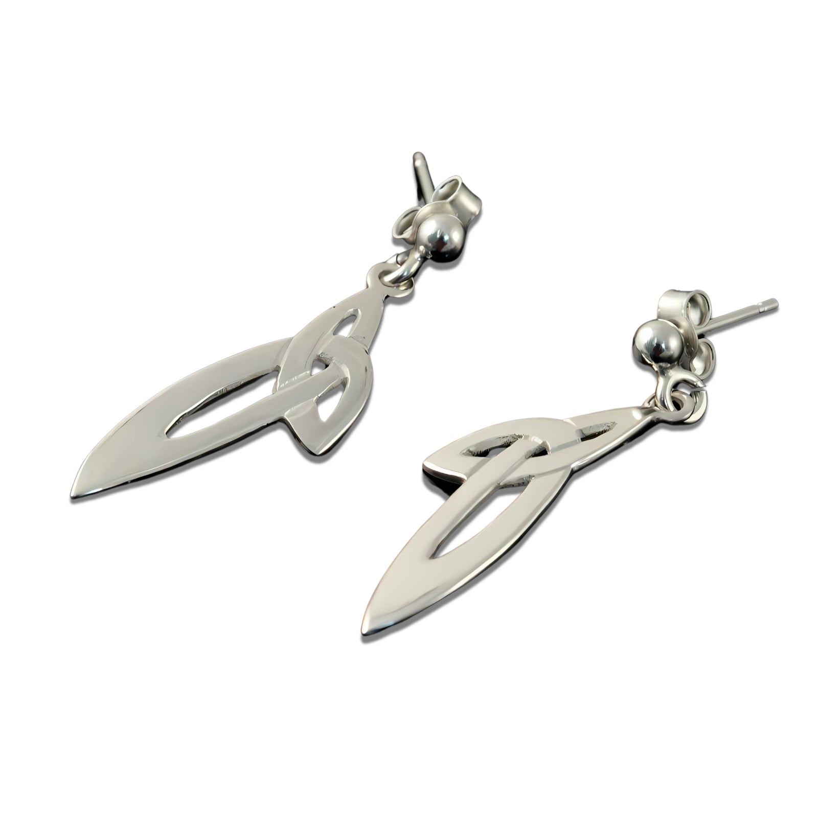 Sterling Silver Triquetra Line Of Life Earrings - E779D  Shetland