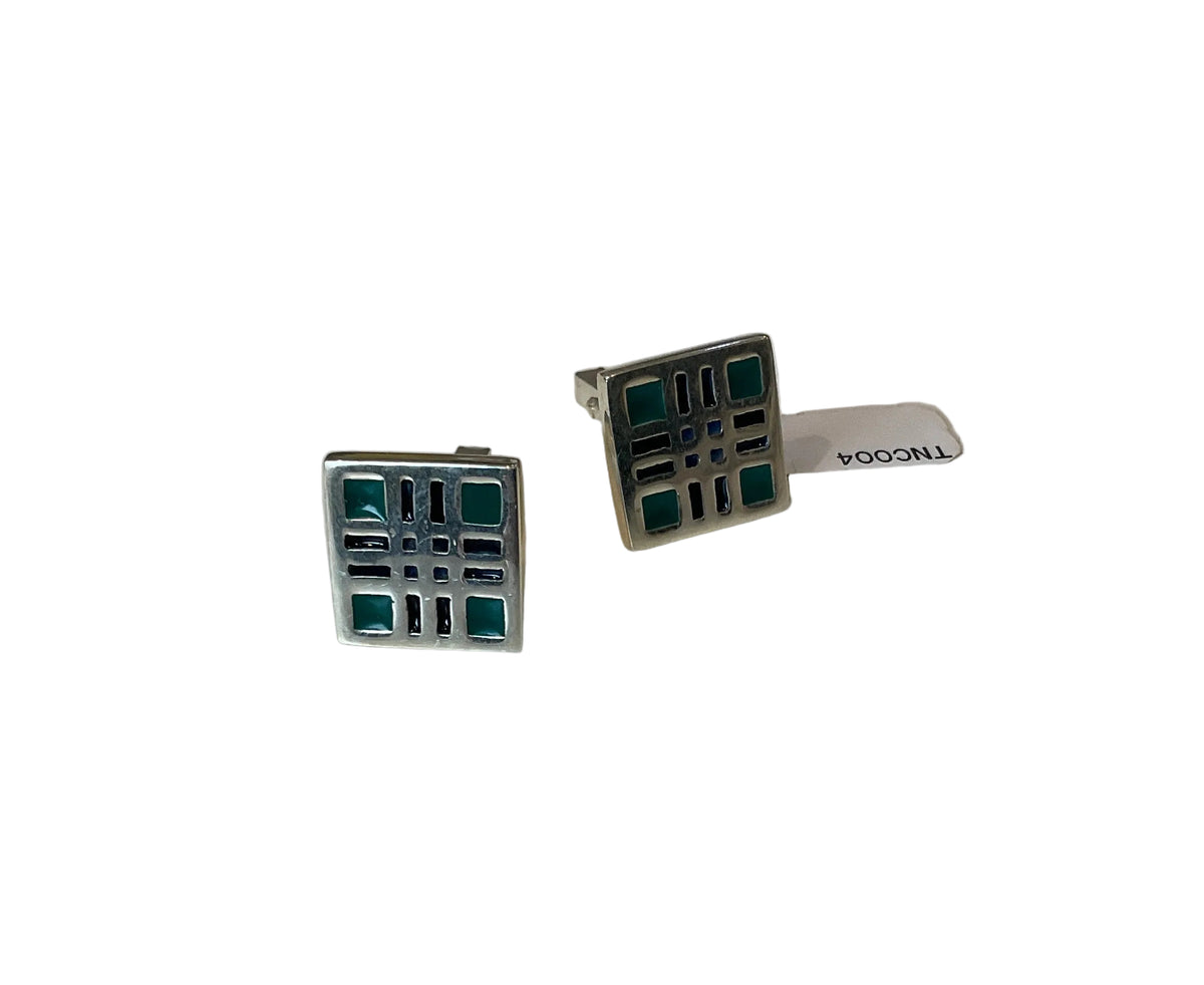 Silver Tartan Cufflinks - TNC004 Shetland