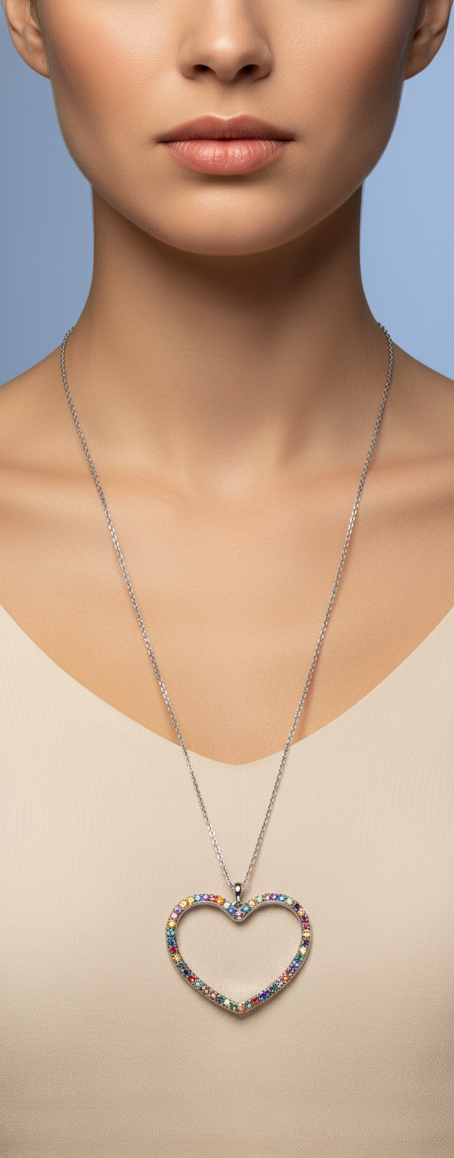 Fashion Jewellery Sparkly Heart Necklace