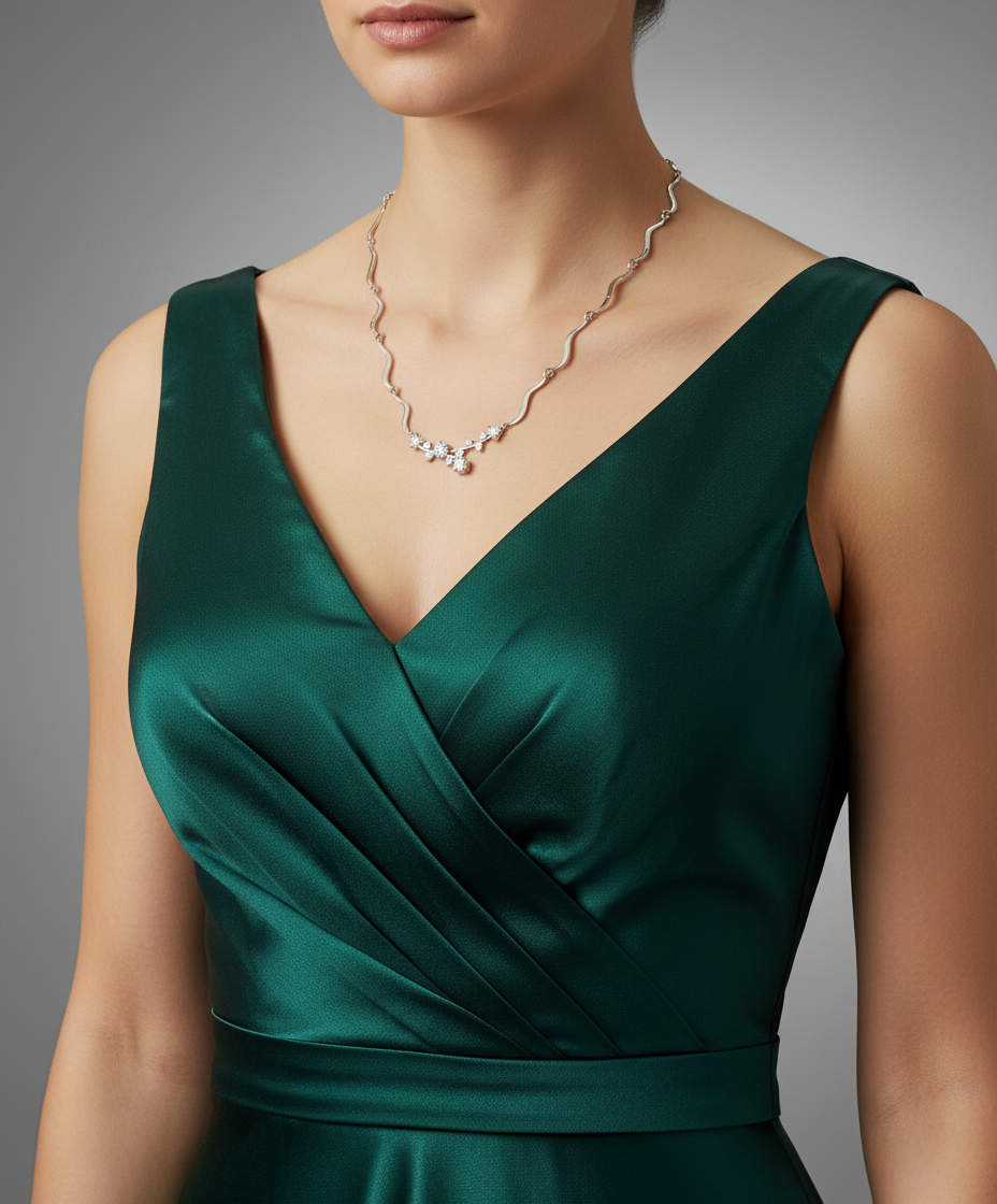 Cubic Zirconium silver necklace 8000276 Tokash