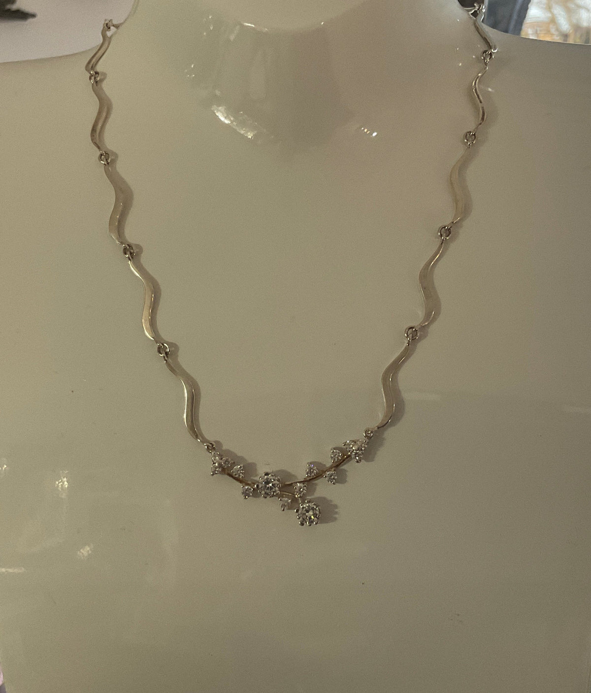 Cubic Zirconium silver necklace 8000276 Tokash