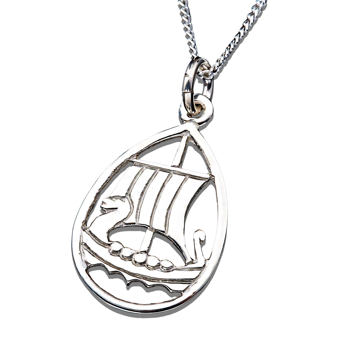 Silver Or Gold Viking Ship Pendant - P55- Shetland