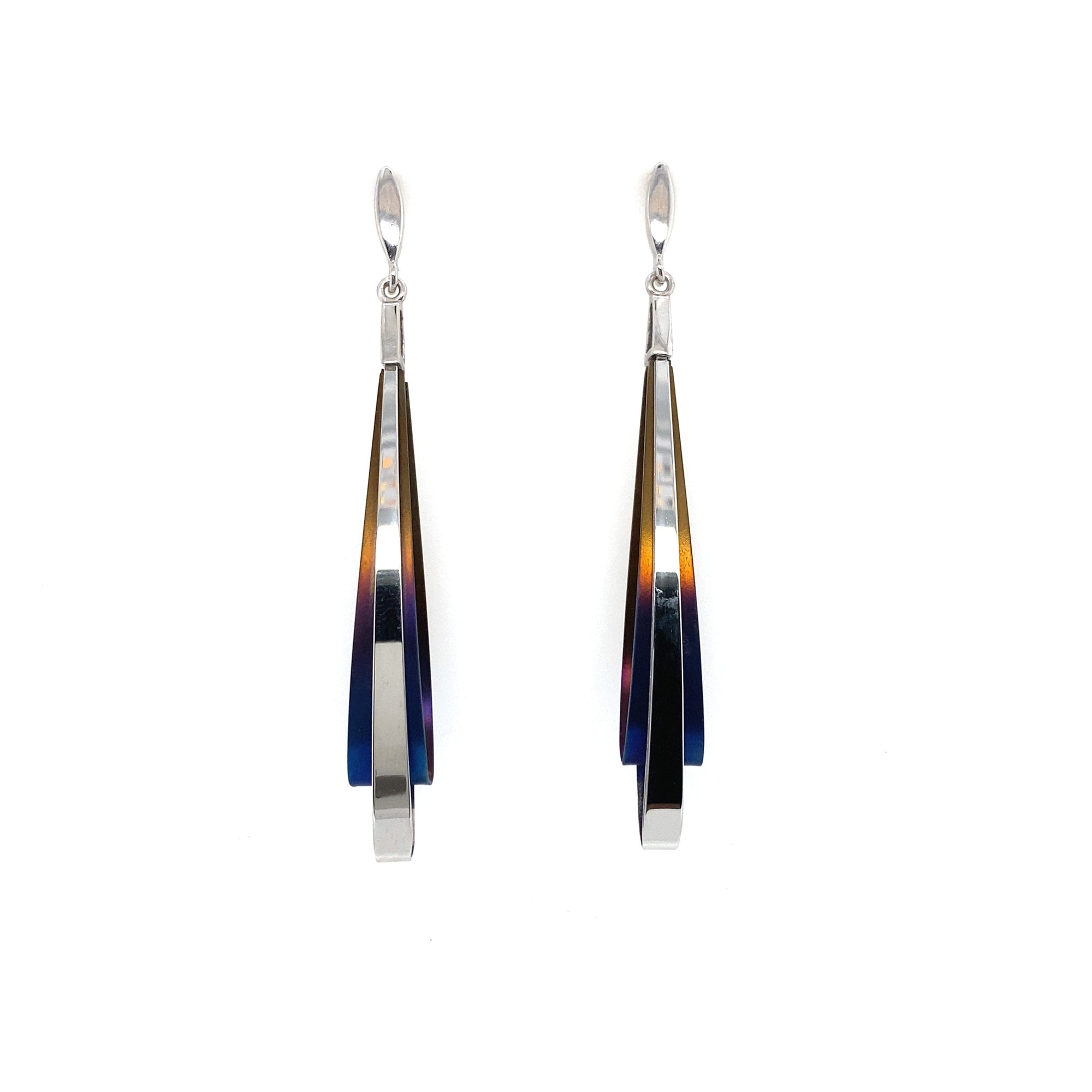 Titanium and Silver Modern Drop Earrings - E340