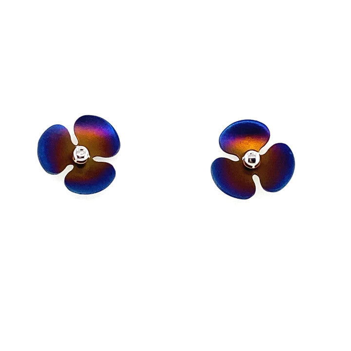 Titanium and Silver Flower Stud Earrings - E281