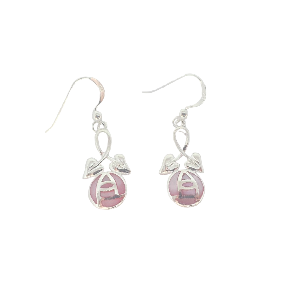 Sea Gems Sterling Silver and Enamel Macintosh Rose Drop Earrings 6135