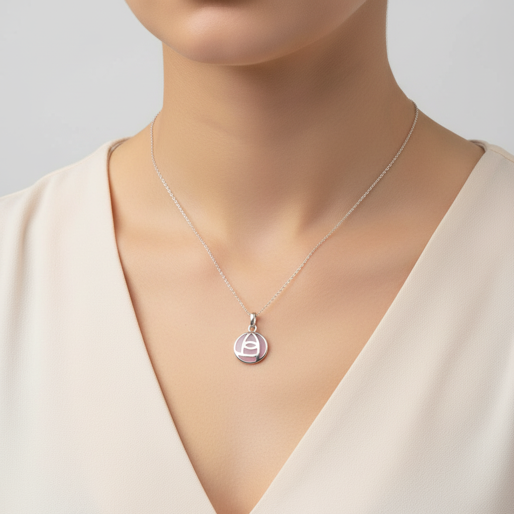 Sea Gems Sterling Silver and Pink Enamel Mackintosh Rose Pendant  - 6001MP