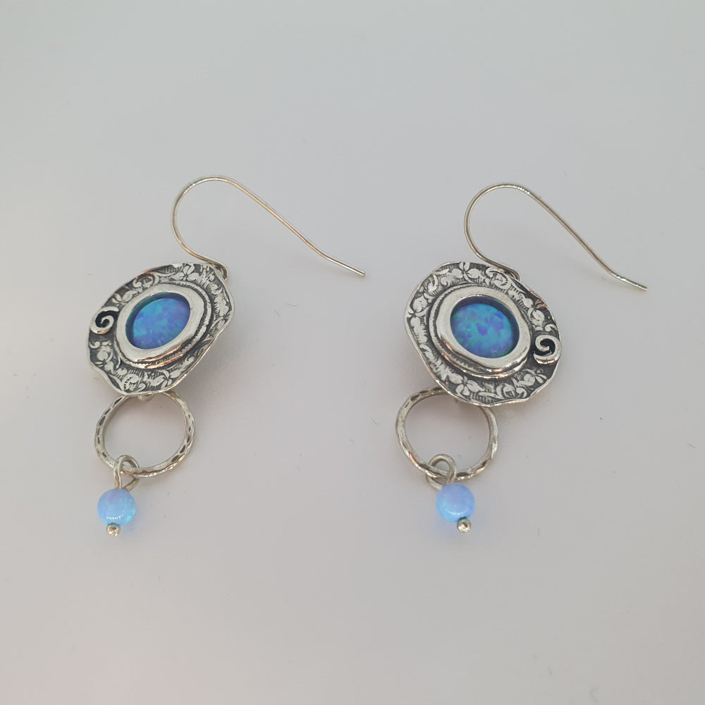 Designer Sterling Silver and Opaline Earrings