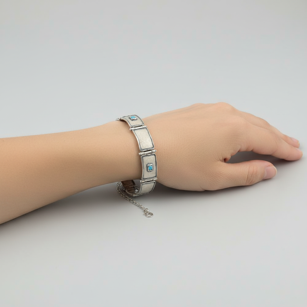 Designer Sterling Silver and Opaline Bracelet