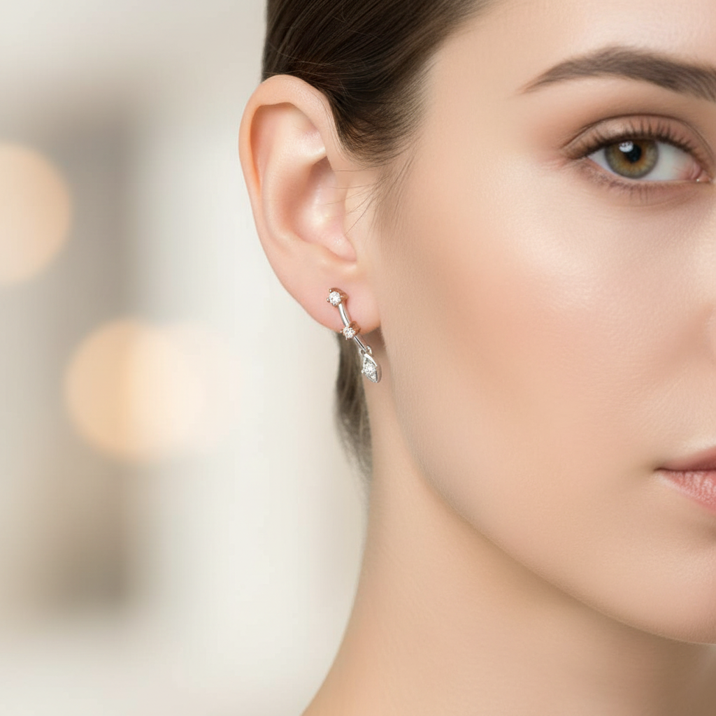 18ct White and Rose Gold Earrings With Diamonds