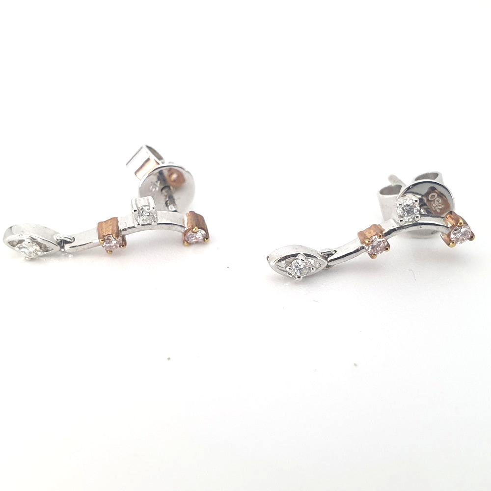 18ct White and Rose Gold Earrings With Diamonds
