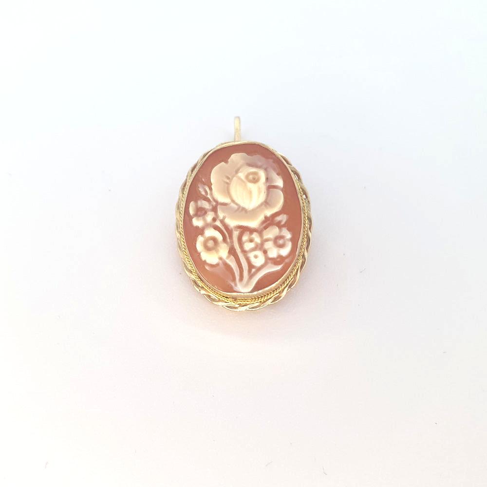 9ct Yellow Gold Vintage Rose Pendant/Brooch Cameo.