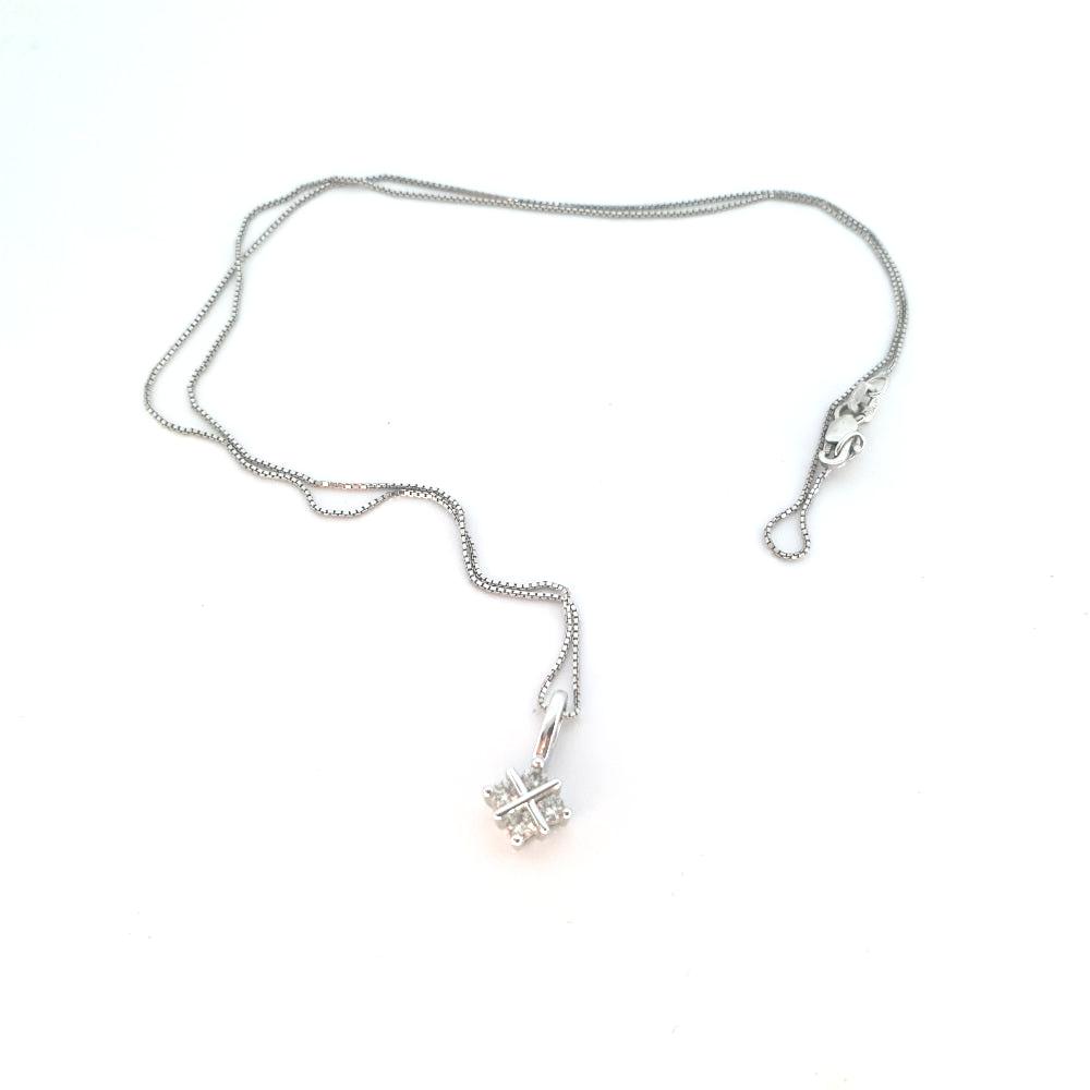 9ct White Gold Pendant With Diamonds