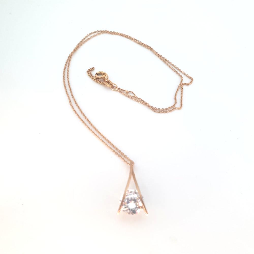 9ct Rose Gold Pendant With Zirconia