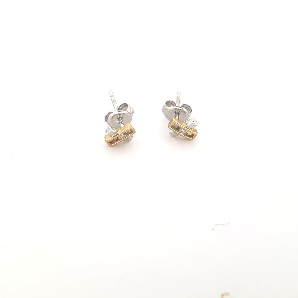 9ct Yellow and White Gold Stud Earrings