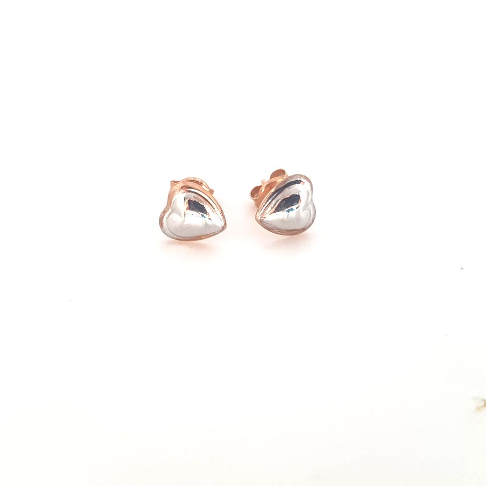 9ct White and Rose Gold Heart Stud Earrings