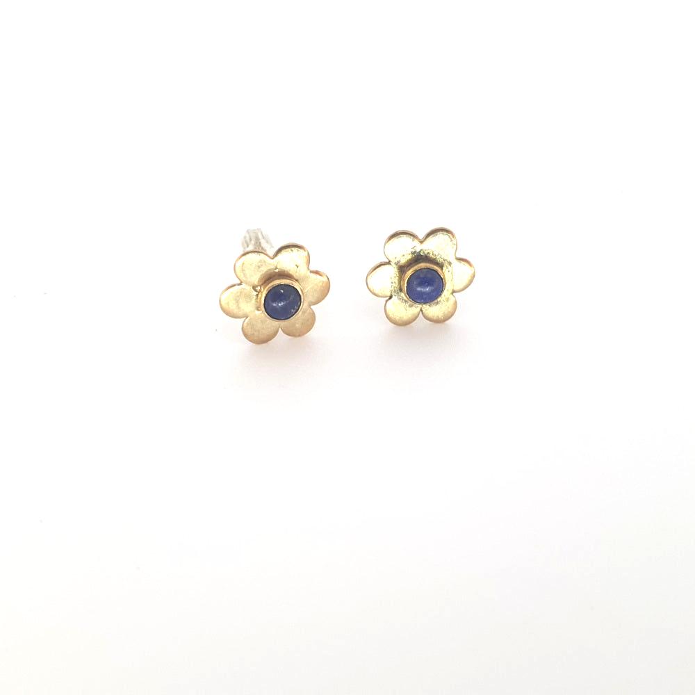 9ct Yellow Gold and Sapphire Flower Stud Earrings