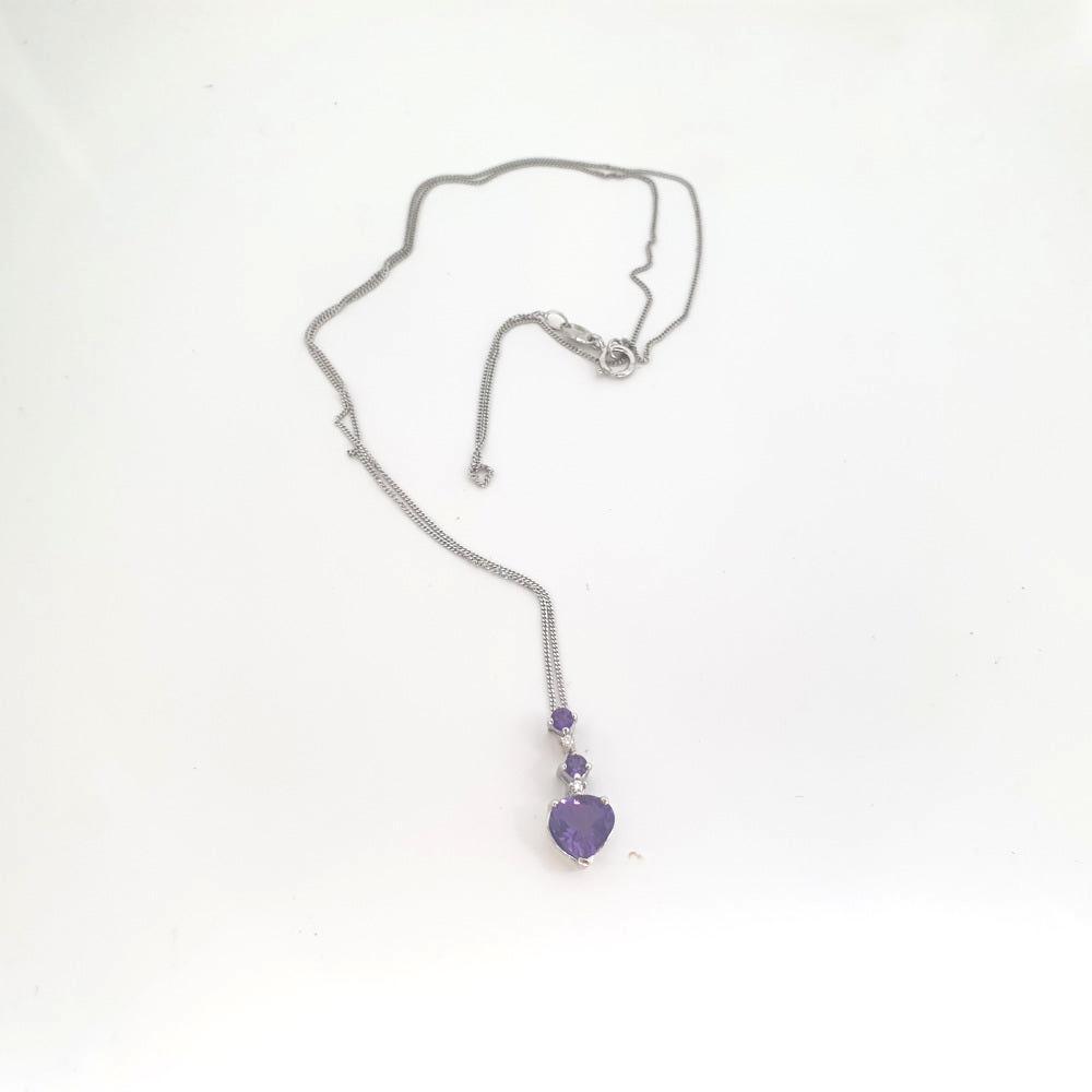 9ct White Gold Pendant With Amethyst