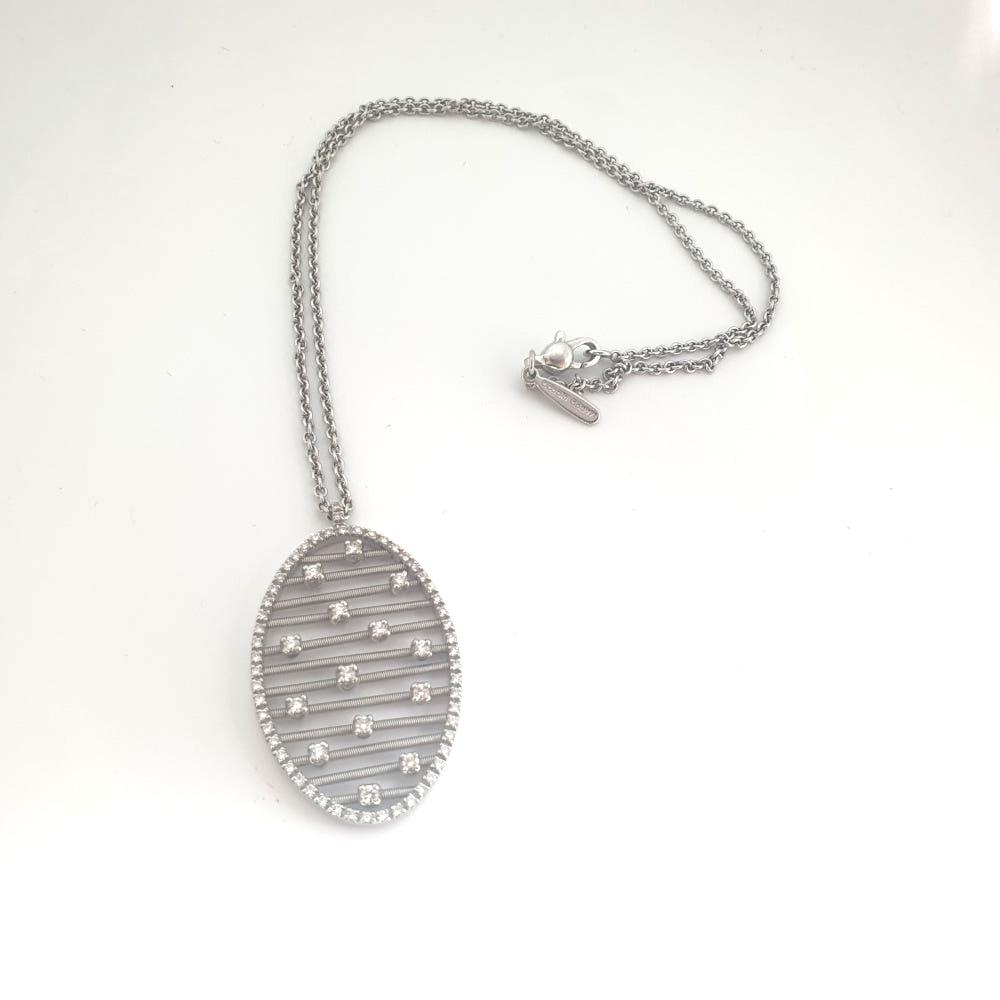 Marco Bicego 18ct White Gold Oval Pendant With Diamonds
