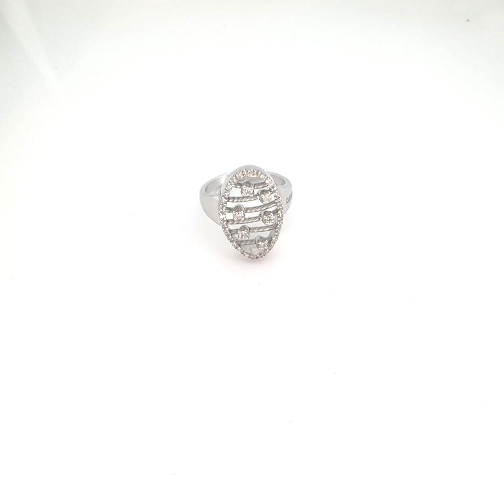 18ct White Gold and Diamond Large Oval Ring