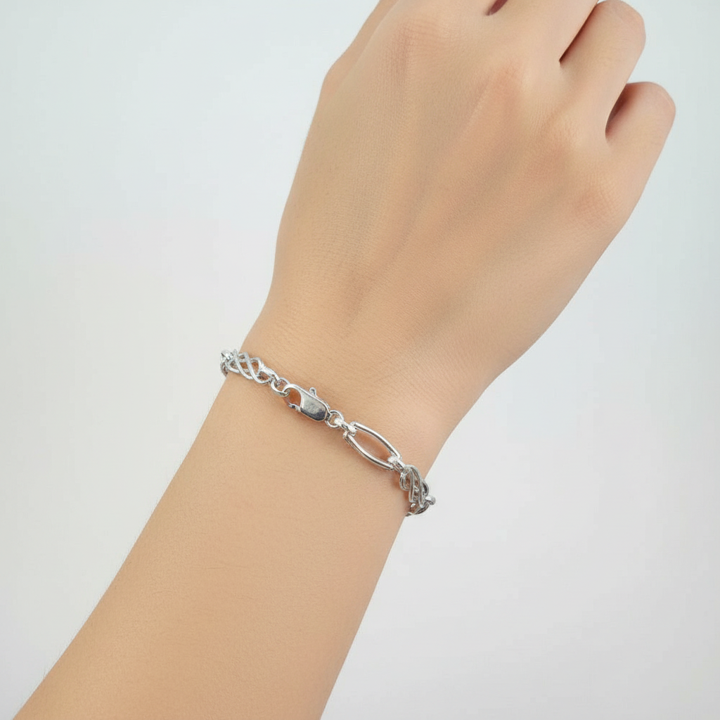 9ct White Gold Twisted Bracelet