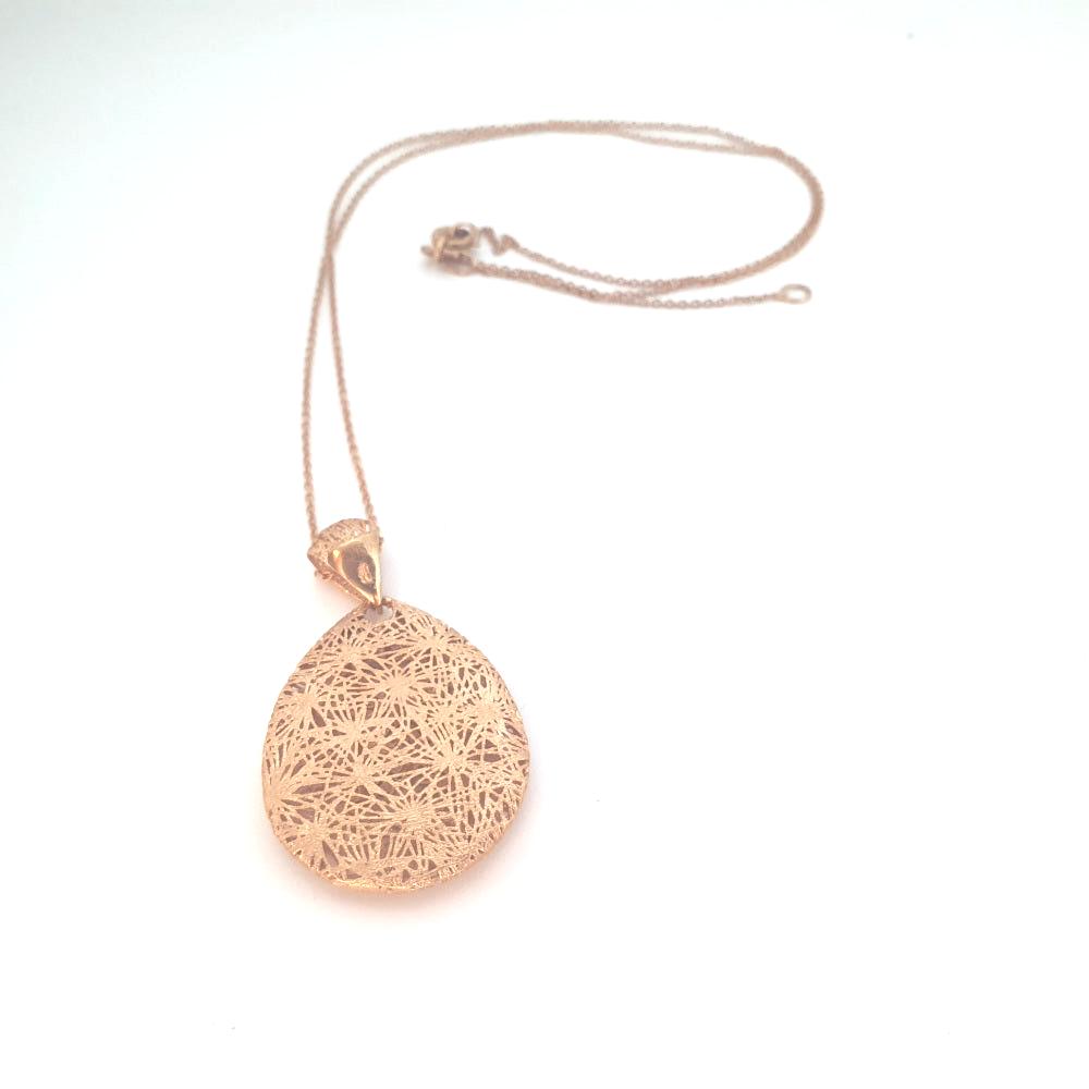 9ct Rose Gold Large Patterned Teardrop Pendnat
