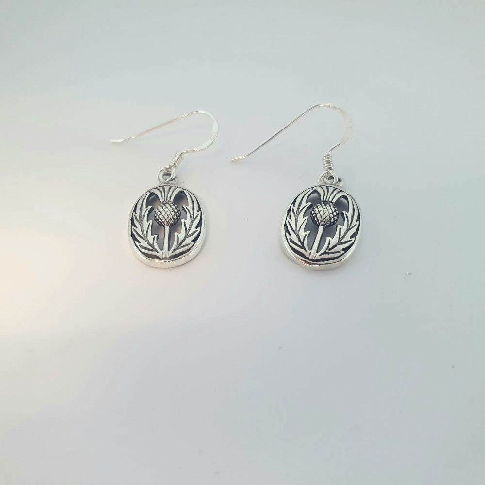 Sterling Silver Thistle Drop Earrings