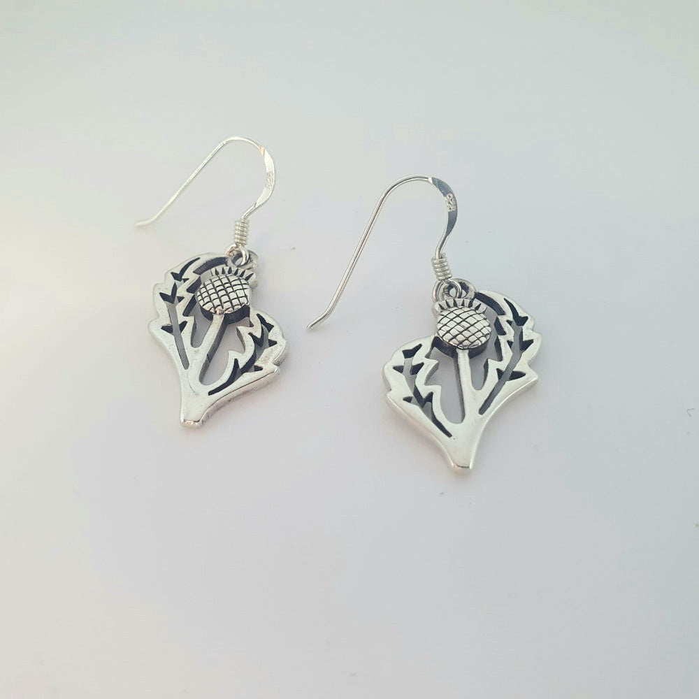 Sterling Silver Thistle Drop Earrings