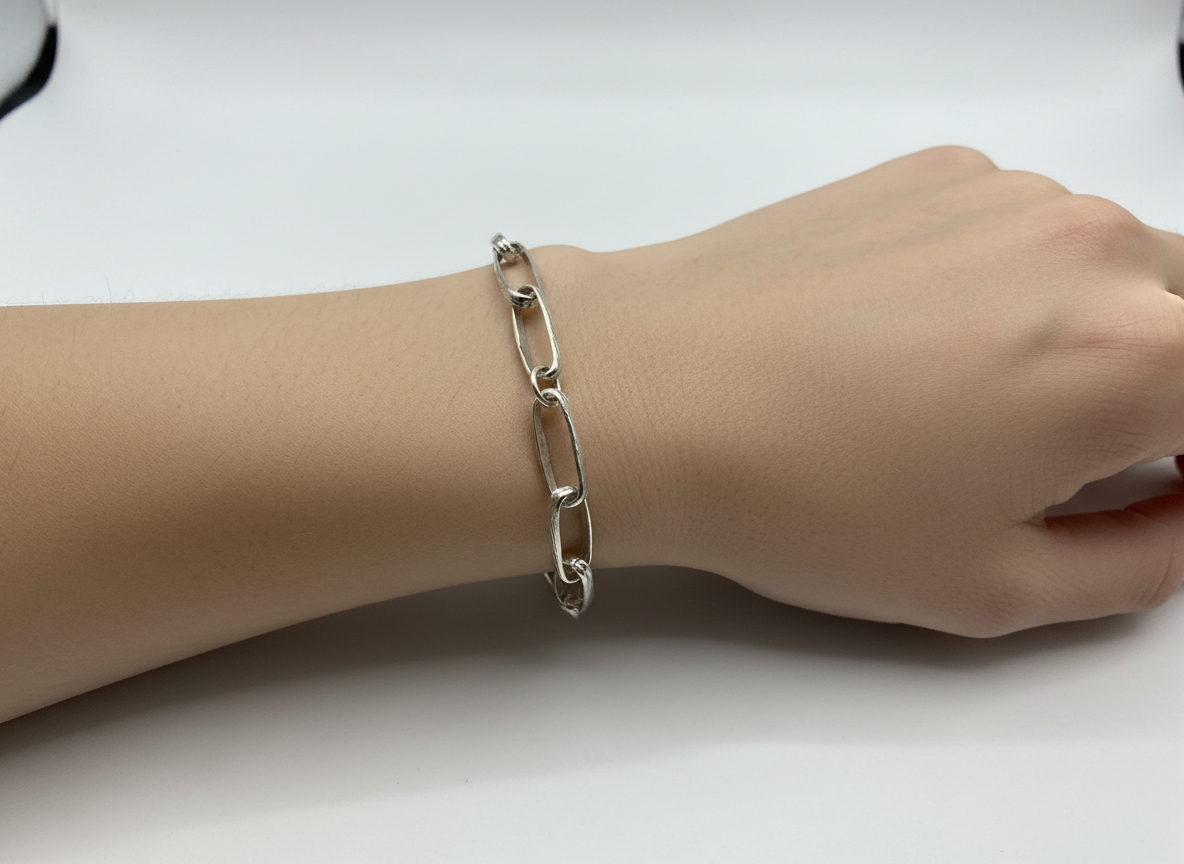 Sterling Silver Hand Made Textured Paperchain Bracelet Tokash