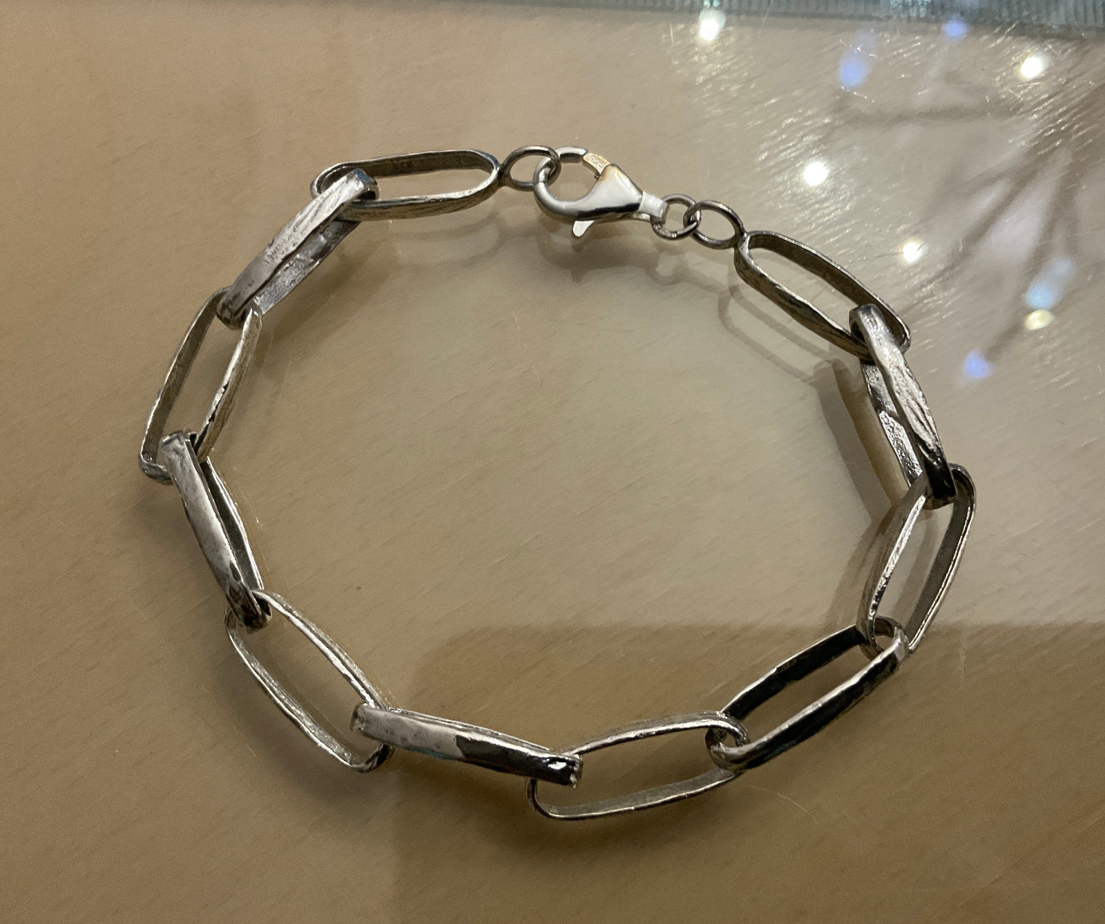 Sterling Silver Hand Made Textured Paperchain Bracelet Tokash