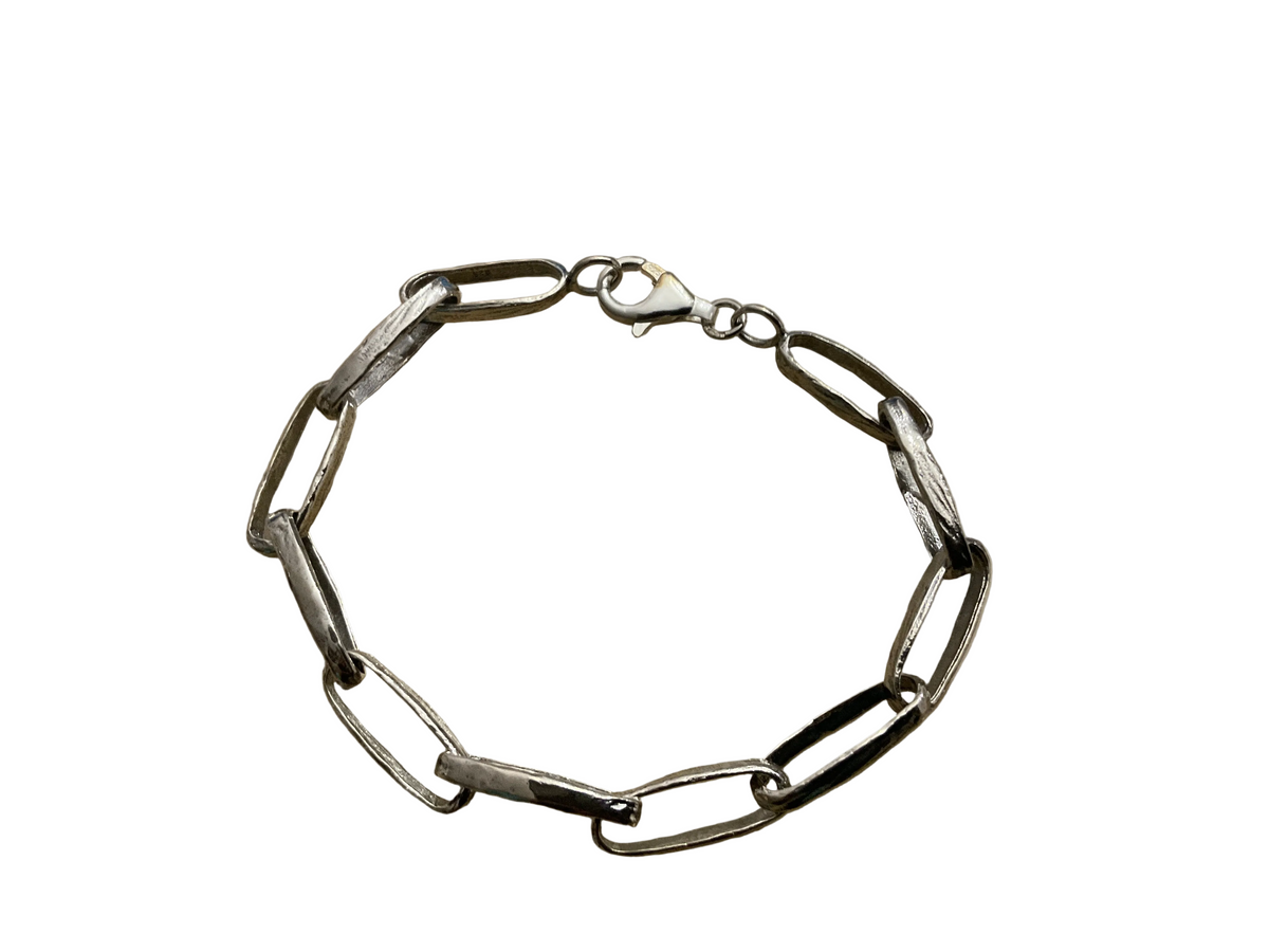 Sterling Silver Hand Made Textured Paperchain Bracelet Tokash