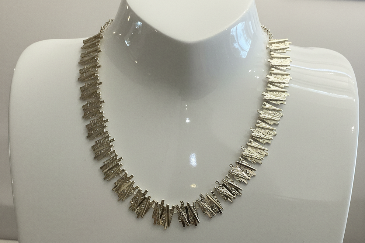 Chris Lewis Sterling Silver Contemporary Tartan Necklace